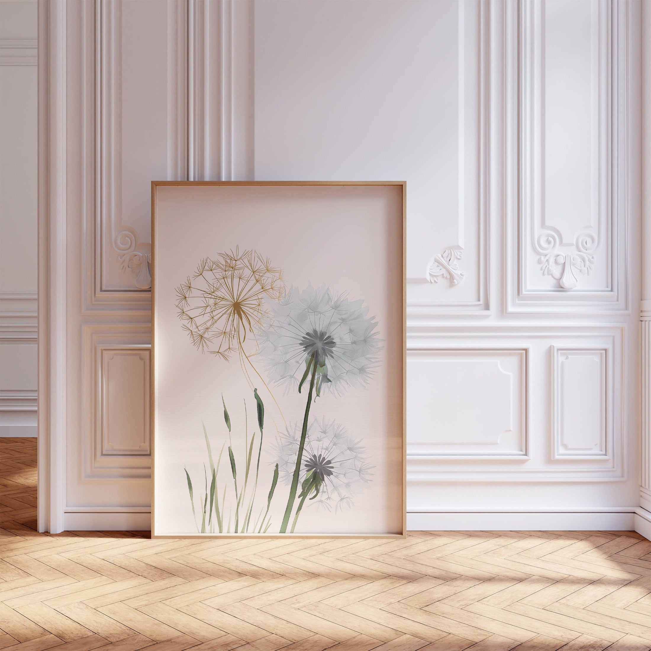 Dandelion & Mice Nursery Prints | Set of 3 | Gender Neutral Farmhouse Wall Art for Playroom Decor - RoseRowanDesign