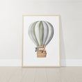 Load image into Gallery viewer, Dream Big Safari Animals, Rainbow and Hot Air Balloon | Green | Set of 3 Nursery Prints - RoseRowanDesign
