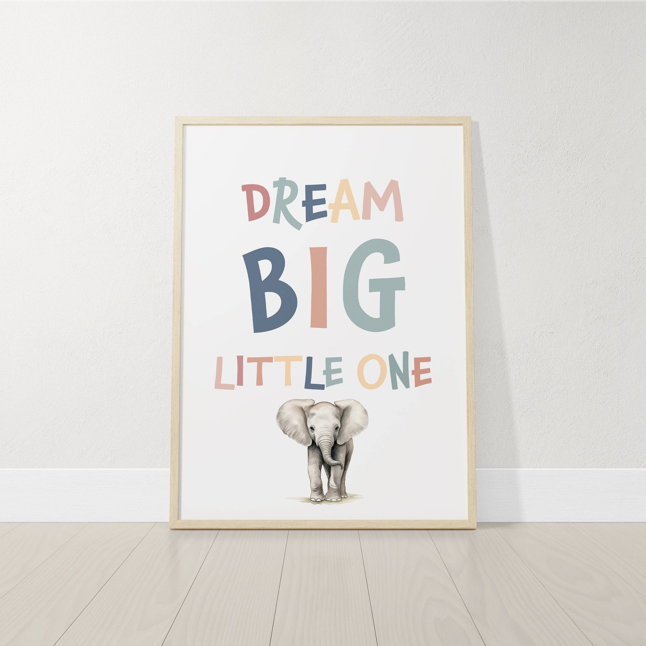 Dream Big Safari Animals, Rainbow and Hot Air Balloon | Neutral | Set of 3 Nursery Prints - RoseRowanDesign
