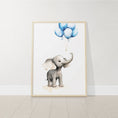 Load image into Gallery viewer, Elephant Nursery Prints | Set of 3 | Blue Balloon Wall Art for Baby Boy's Bedroom - RoseRowanDesign
