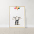 Load image into Gallery viewer, Elephant Nursery Prints | Set of 3 | Neutral Balloon Wall Art for Baby's Bedroom - RoseRowanDesign
