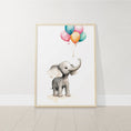 Load image into Gallery viewer, Elephant Nursery Prints | Set of 3 | Neutral Balloon Wall Art for Baby's Bedroom - RoseRowanDesign
