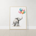 Load image into Gallery viewer, Elephant Nursery Prints | Set of 3 | Neutral Balloon Wall Art for Baby's Bedroom - RoseRowanDesign
