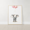 Load image into Gallery viewer, Elephant Nursery Prints | Set of 3 | Pink Balloon Wall Art for Baby Girl's Bedroom - RoseRowanDesign
