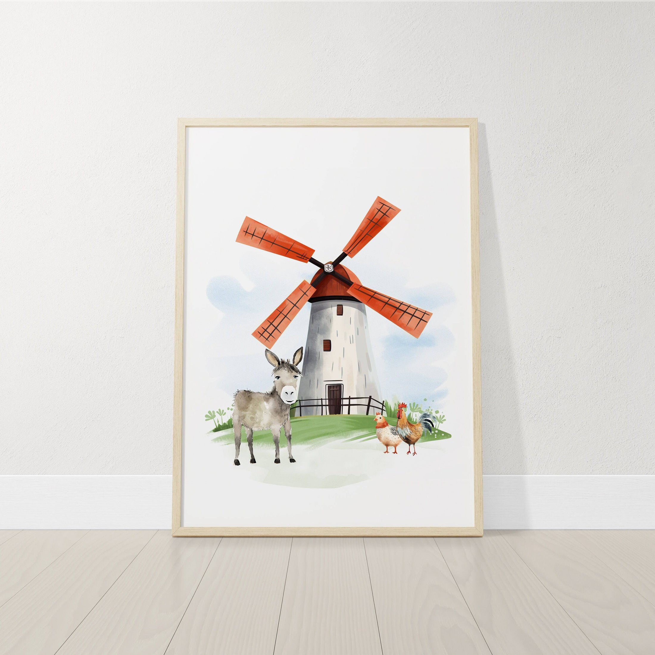 Farm Animal Nursery Prints | Set of 3 | Tractor & Animal Wall Art for Baby Boys' Bedroom & Playroom - RoseRowanDesign