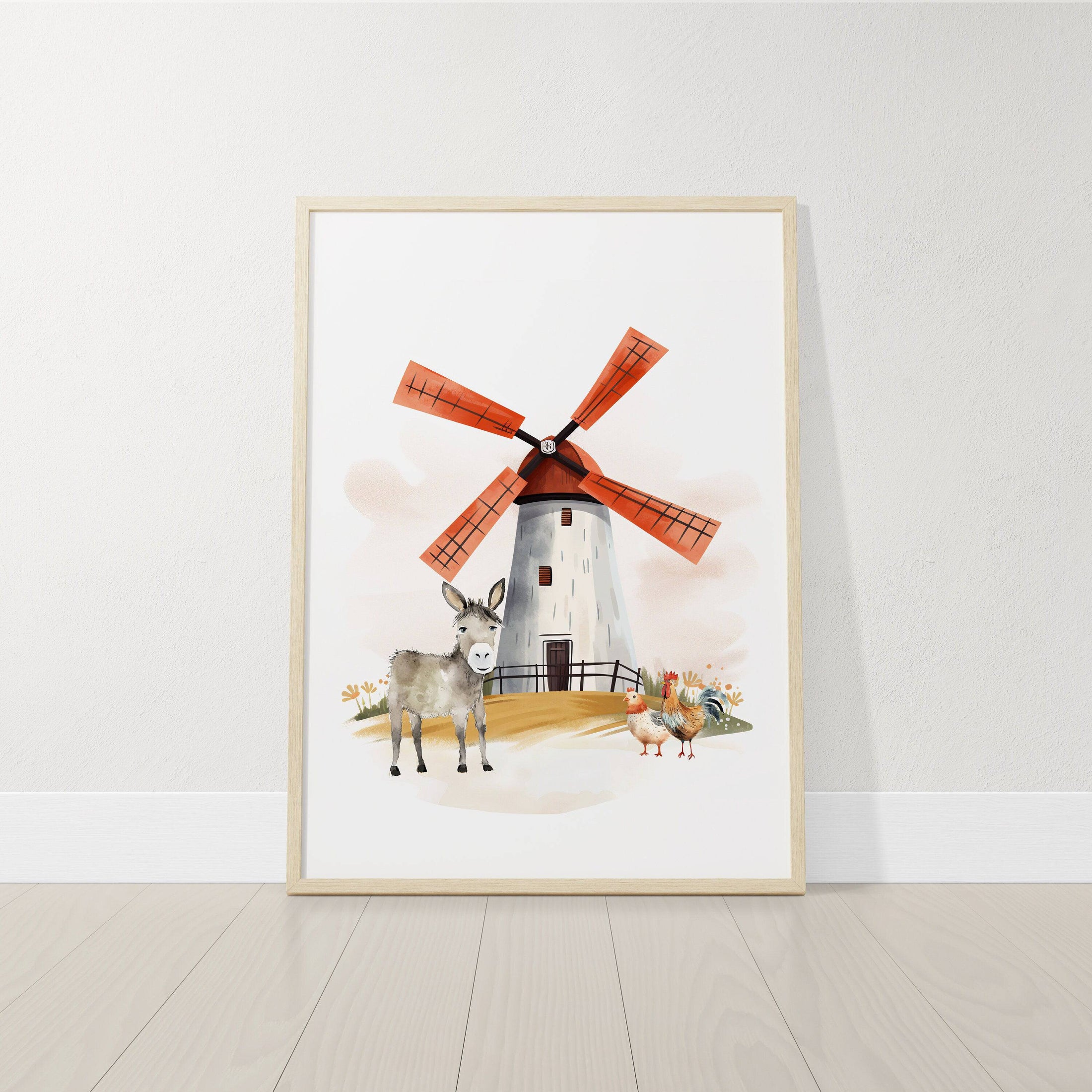 Farm Nursery Prints | Set of 3 | Tractor & Red Barn Wall Art for Baby Boys' Room - RoseRowanDesign
