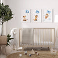 Load image into Gallery viewer, Fox & Balloons Nursery Prints | Set of 3 | Cute Animal Wall Art for Baby Boy's Room - RoseRowanDesign
