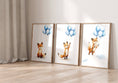 Load image into Gallery viewer, Fox & Balloons Nursery Prints | Set of 3 | Cute Animal Wall Art for Baby Boy's Room - RoseRowanDesign
