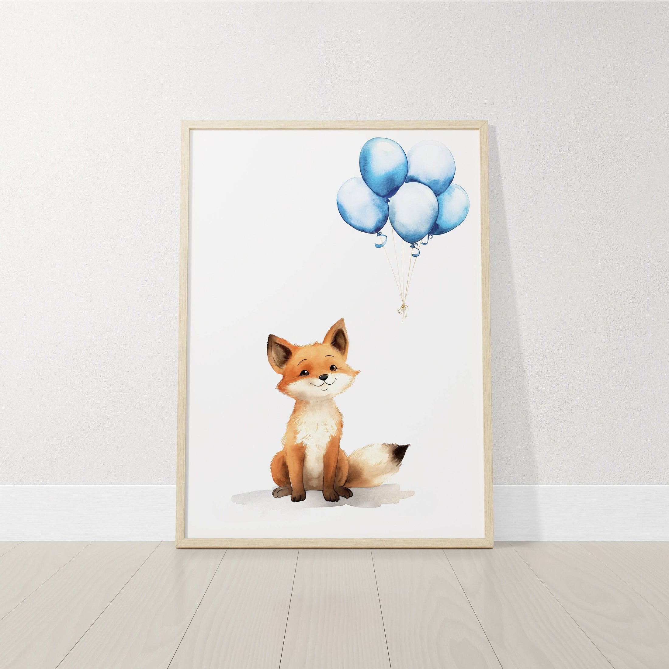 Fox & Balloons Nursery Prints | Set of 3 | Cute Animal Wall Art for Baby Boy's Room - RoseRowanDesign