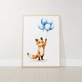 Load image into Gallery viewer, Fox & Balloons Nursery Prints | Set of 3 | Cute Animal Wall Art for Baby Boy's Room - RoseRowanDesign
