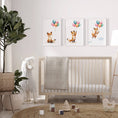 Load image into Gallery viewer, Fox & Balloons Nursery Prints | Set of 3 | Gender Neutral Wall Art for Baby's Bedroom - RoseRowanDesign
