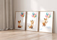 Load image into Gallery viewer, Fox & Balloons Nursery Prints | Set of 3 | Gender Neutral Wall Art for Baby's Bedroom - RoseRowanDesign
