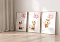 Load image into Gallery viewer, Fox & Balloons Nursery Prints | Set of 3 | Neutral Baby Girl Wall Art for Bedroom - RoseRowanDesign
