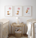 Load image into Gallery viewer, Fox & Balloons Nursery Prints | Set of 3 | Neutral Baby Girl Wall Art for Bedroom - RoseRowanDesign
