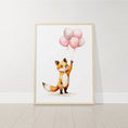 Load image into Gallery viewer, Fox & Balloons Nursery Prints | Set of 3 | Neutral Baby Girl Wall Art for Bedroom - RoseRowanDesign
