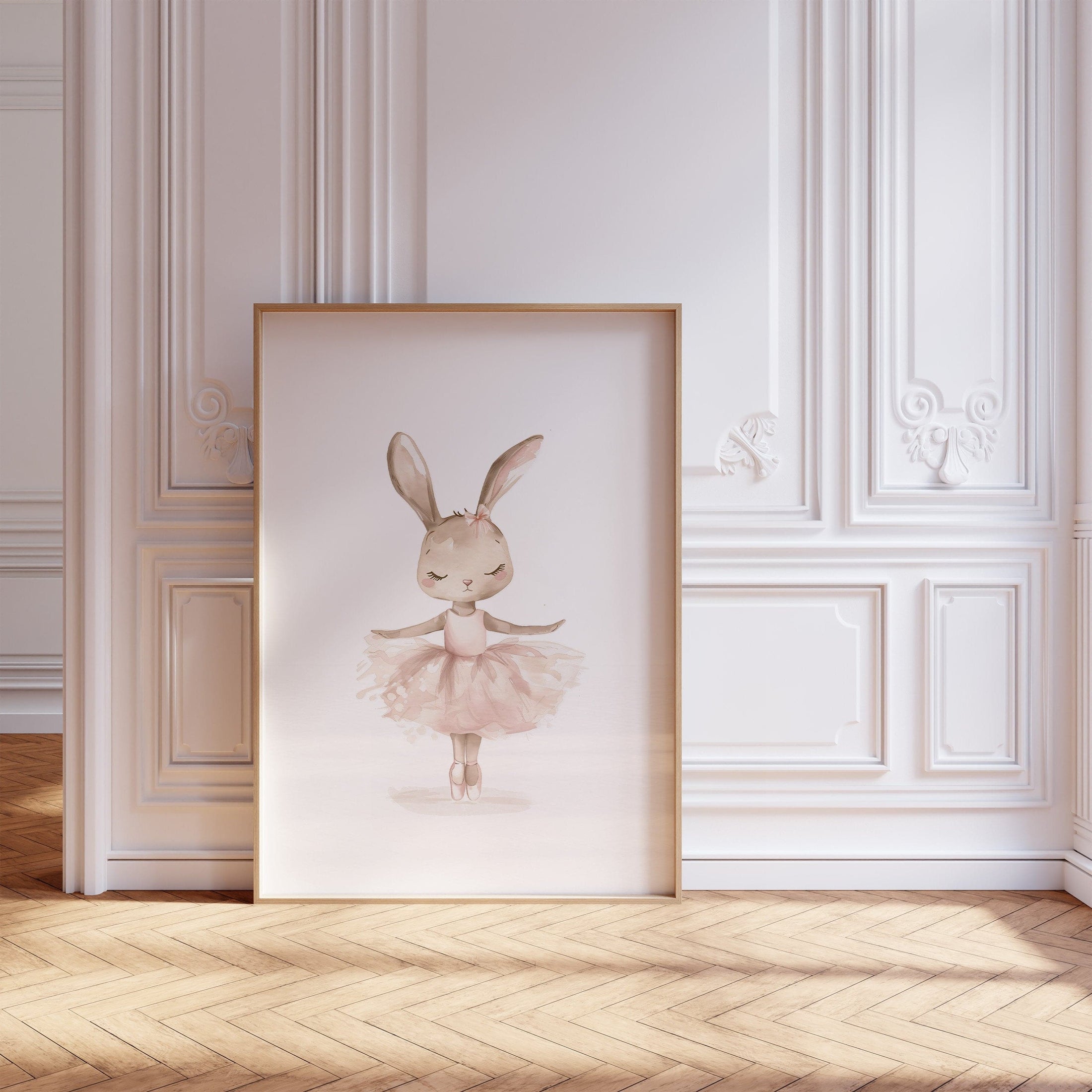 Girls Ballet Nursery Prints | Set of 3 | Bunny, Swan & Teddy in Pink Tutus for Girls' Bedroom - RoseRowanDesign