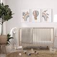 Load image into Gallery viewer, Hot Air Balloon and Rainbow Safari Animals | Neutral | Set of 3 Nursery Prints - RoseRowanDesign
