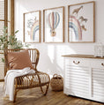 Load image into Gallery viewer, Hot Air Balloon and Rainbow Safari Animals | Neutral | Set of 3 Nursery Prints - RoseRowanDesign
