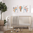 Load image into Gallery viewer, Hot Air Balloon and Rainbow Safari Animals | Rainbow | Set of 3 Nursery Prints - RoseRowanDesign
