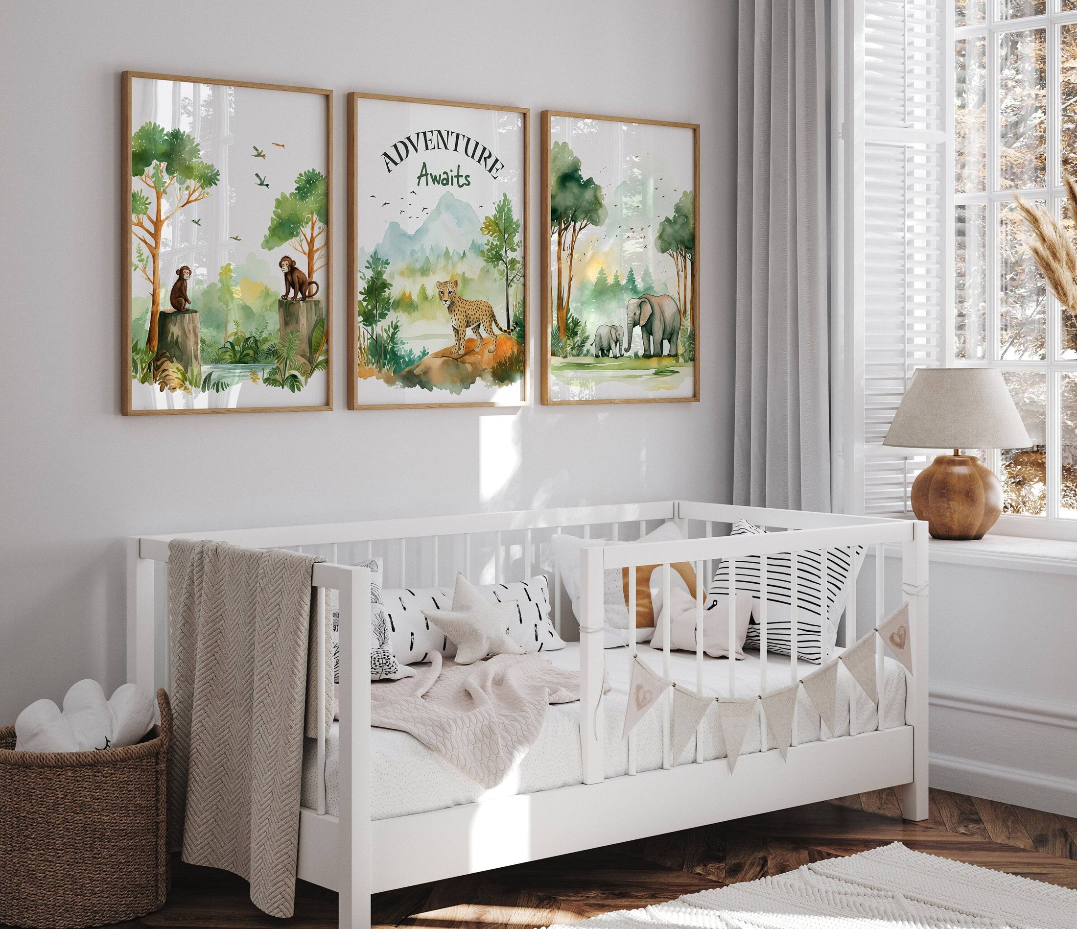 Jungle Nursery Prints | Set of 3 | Forest Adventure Wall Art for Unisex Bedroom - RoseRowanDesign