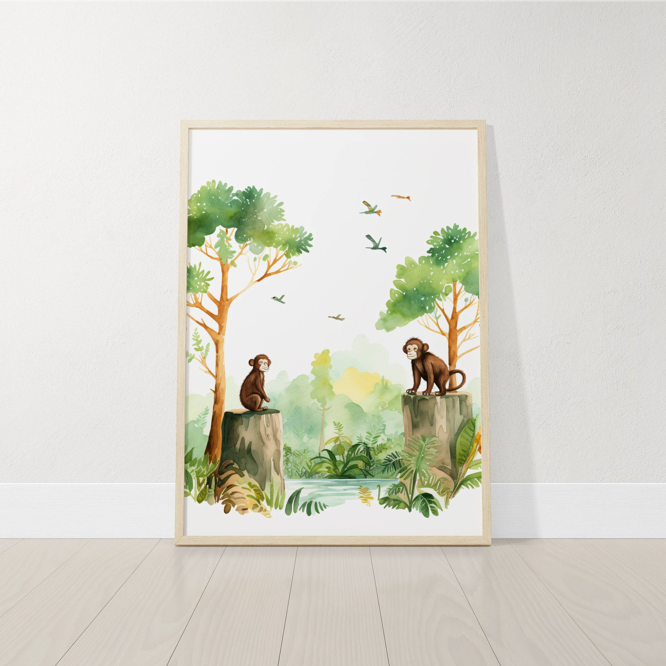Jungle Nursery Prints | Set of 3 | Forest Adventure Wall Art for Unisex Bedroom - RoseRowanDesign