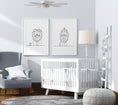 Load image into Gallery viewer, Line Art Nursery Prints | Set of 2 | Lion & Mouse Black and White Wall Art for Kids' Room - RoseRowanDesign
