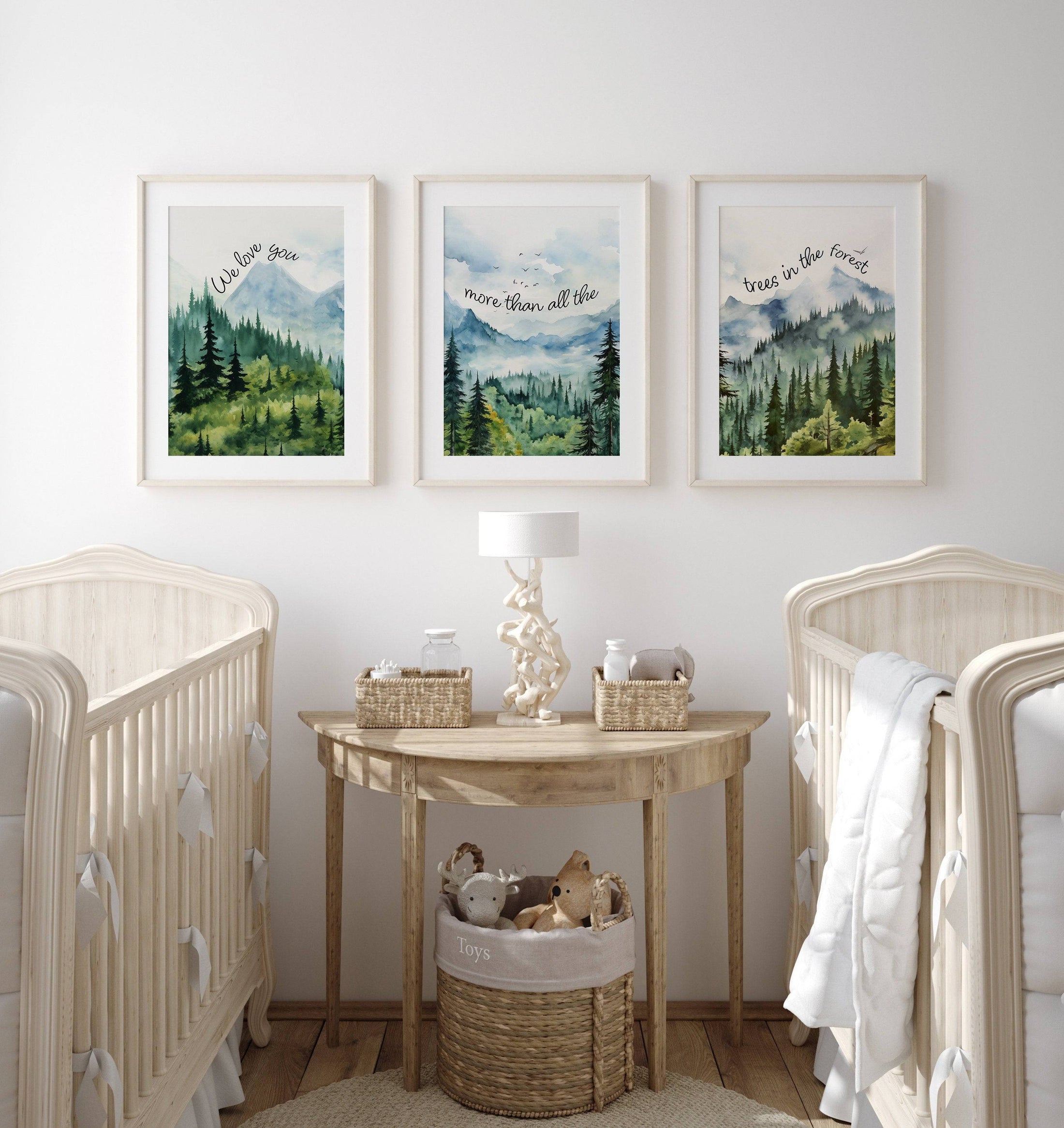 Mountain Nursery Prints | Set of 3 | Adventure Wall Art for Unisex Bedroom - RoseRowanDesign