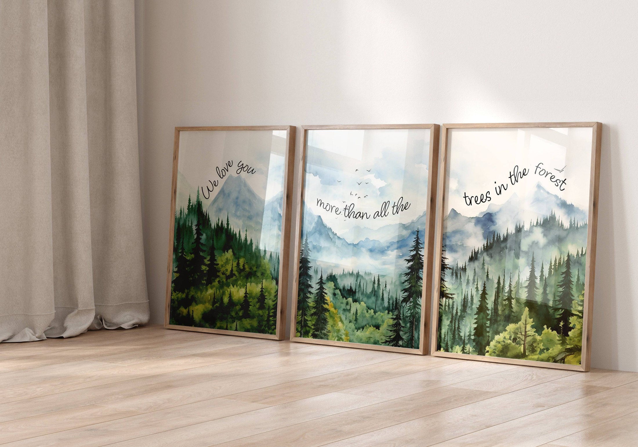 Mountain Nursery Prints | Set of 3 | Adventure Wall Art for Unisex Bedroom - RoseRowanDesign
