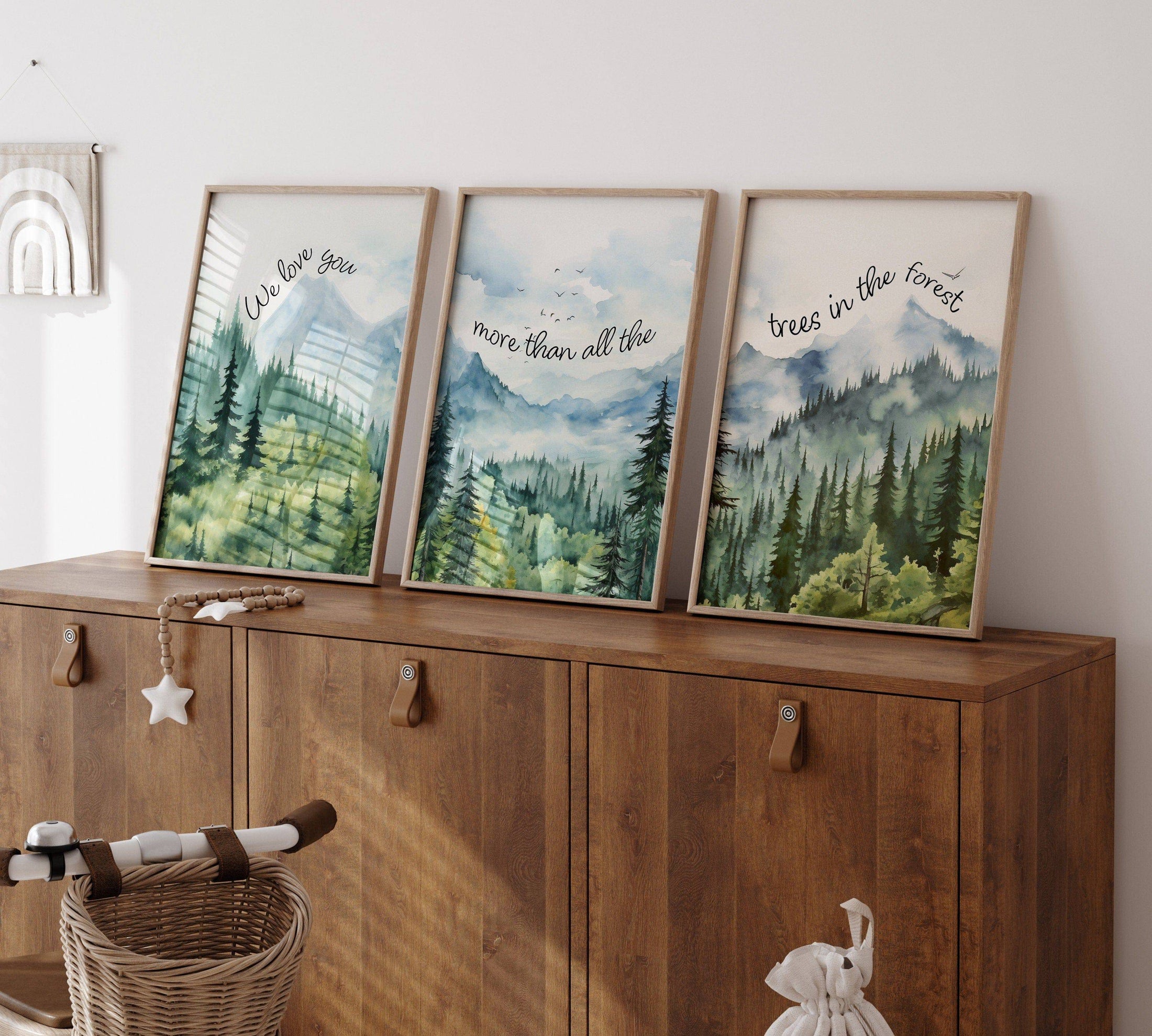 Mountain Nursery Prints | Set of 3 | Adventure Wall Art for Unisex Bedroom - RoseRowanDesign