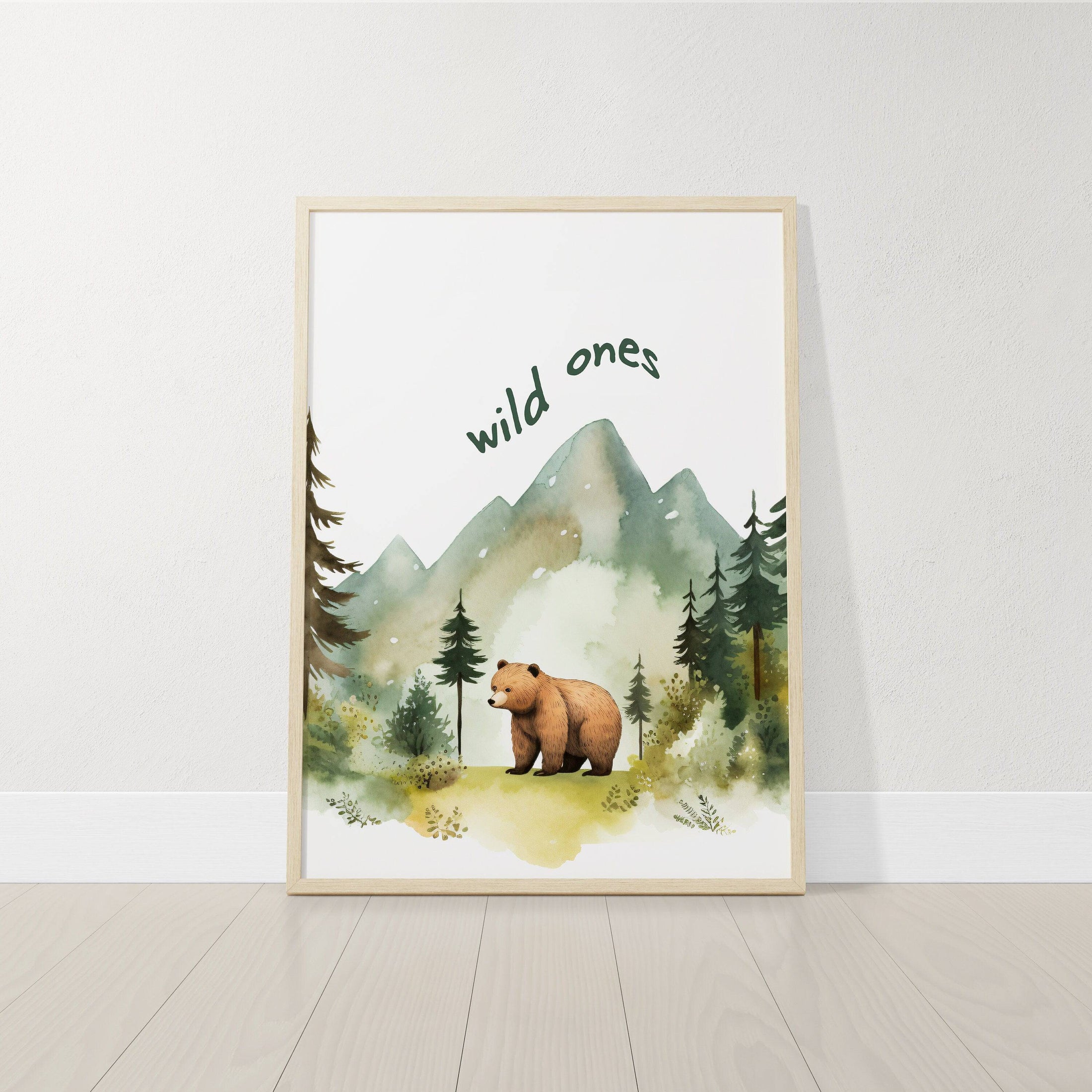 Mountain Nursery Prints | Set of 3 | Green Forest Adventure Wall Art for Unisex Bedroom - RoseRowanDesign