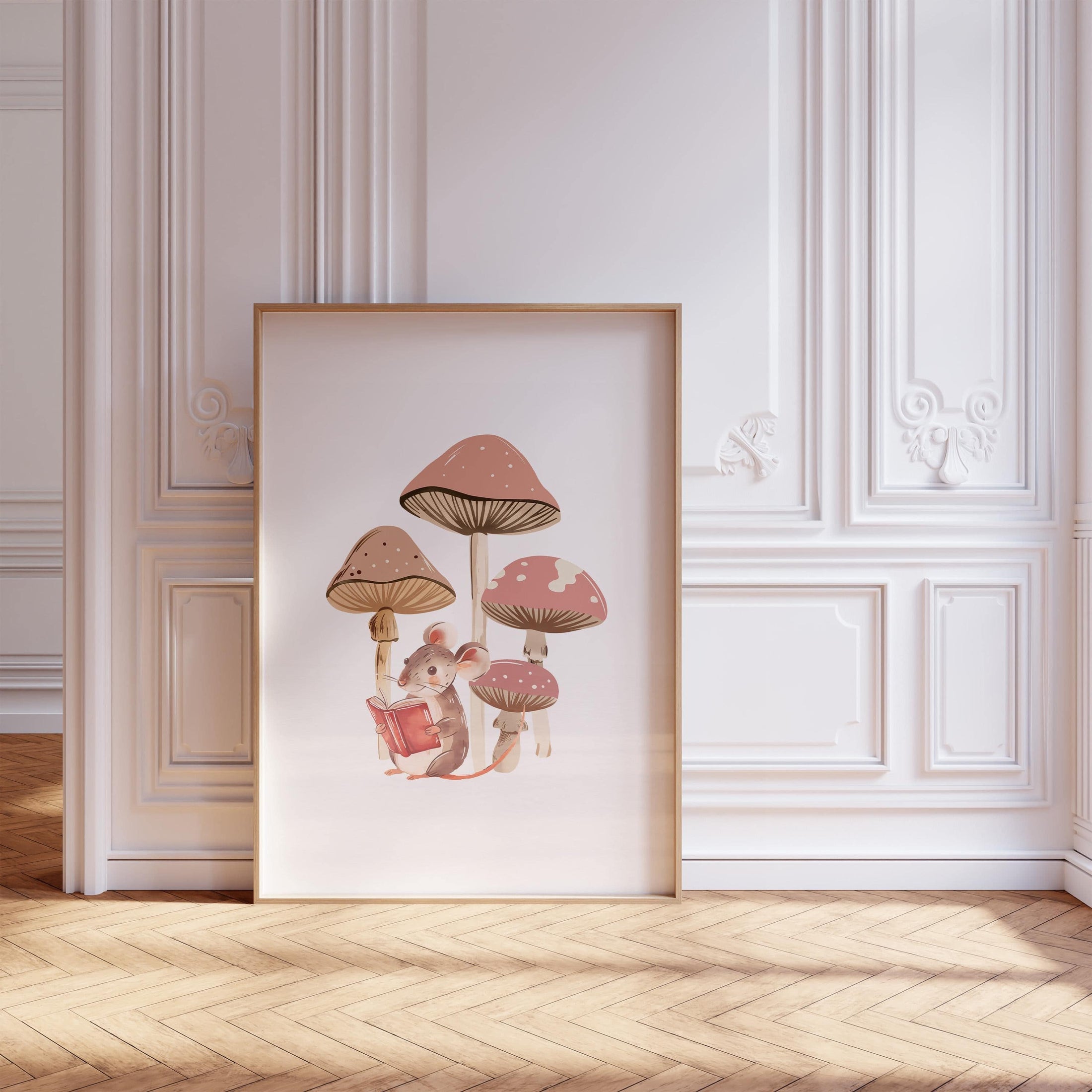 Mushroom Nursery Prints | Set of 3 | Neutral Boho Forest Wall Art for Kids' Bedroom - RoseRowanDesign