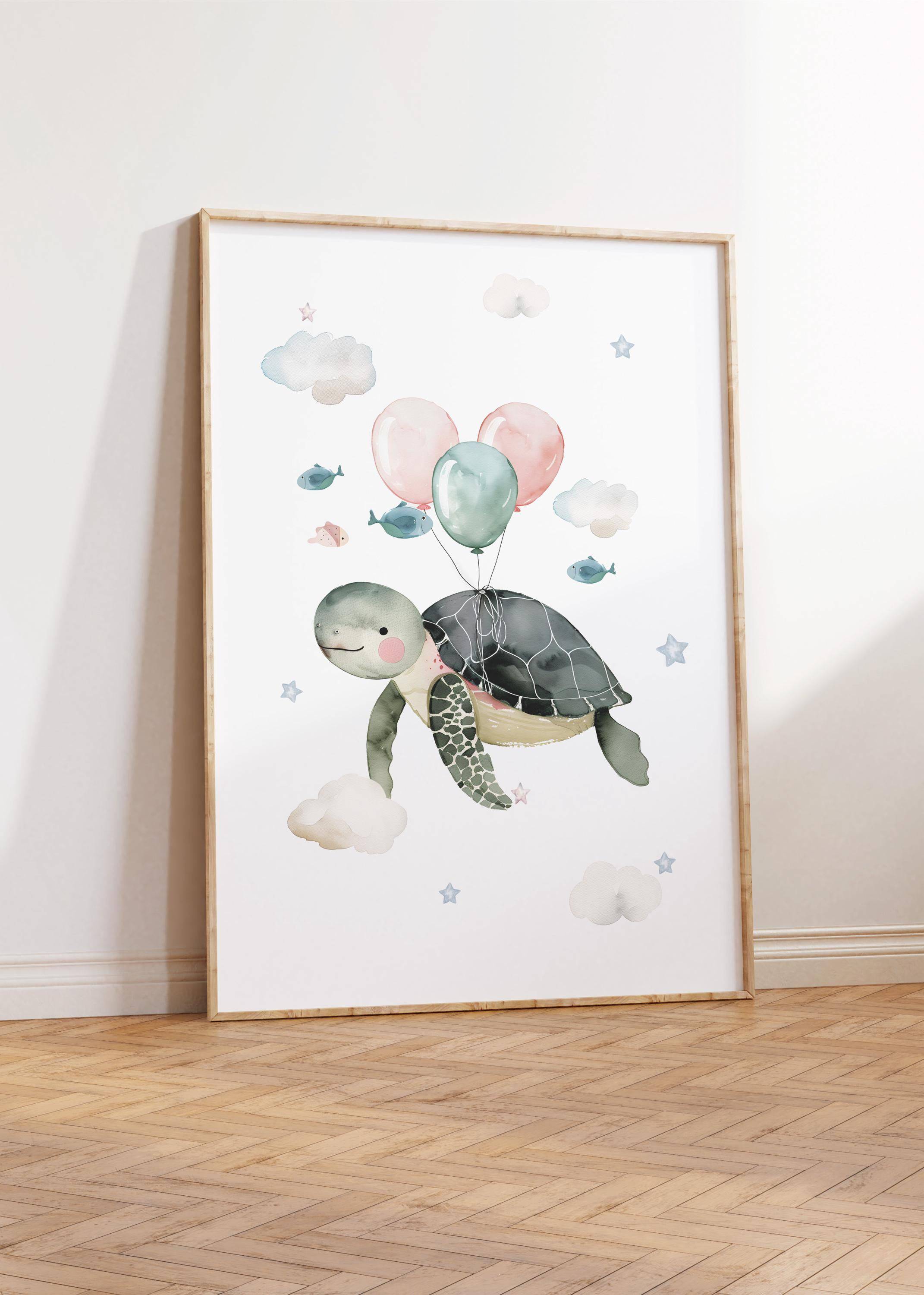 Ocean Theme Nursery Prints | Set of 3 | Whimsical Sea Creatures Wall Art for Baby Boy's Room - RoseRowanDesign