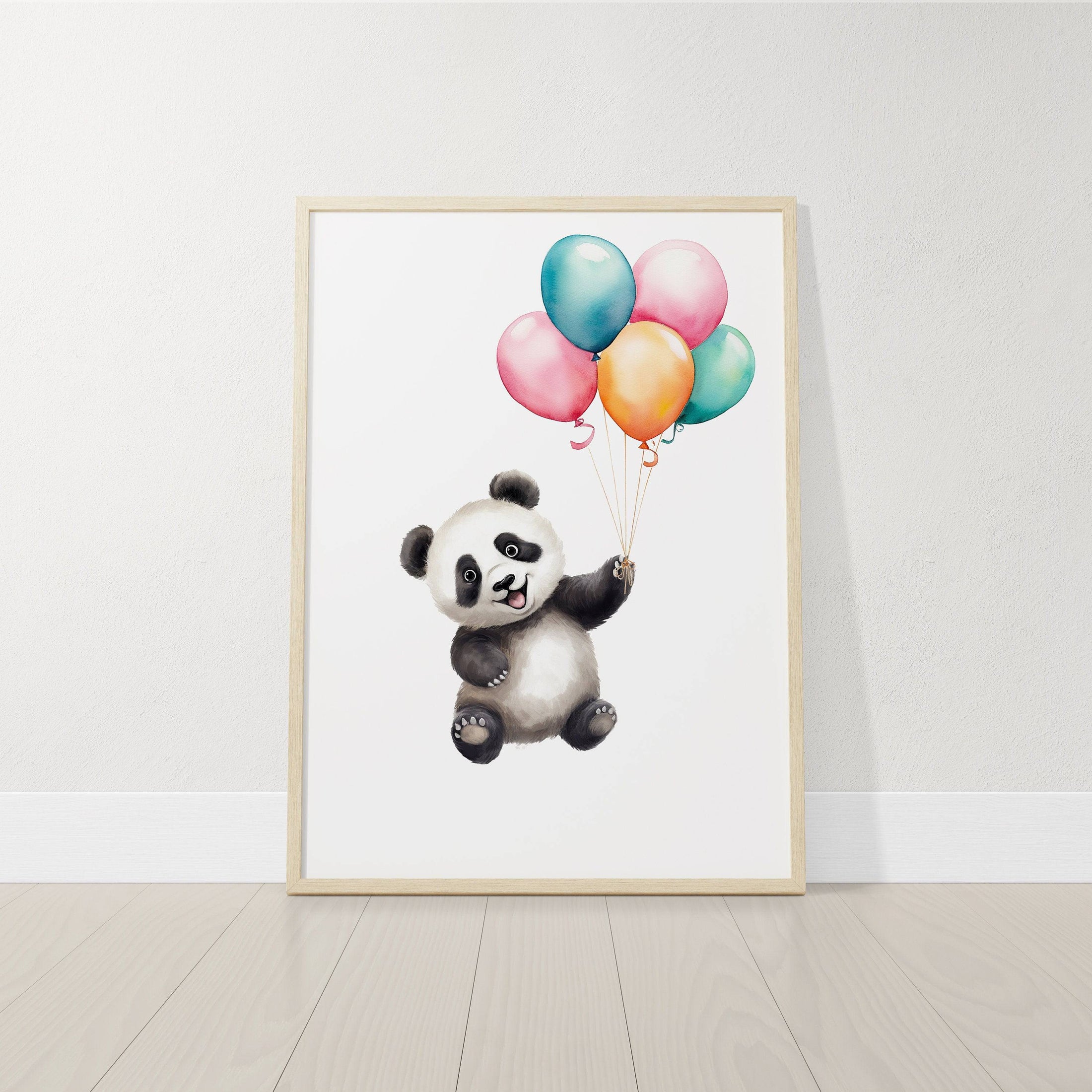 Panda Bear Nursery Prints | Set of 3 | Neutral Animal Wall Art for Baby's Bedroom - RoseRowanDesign