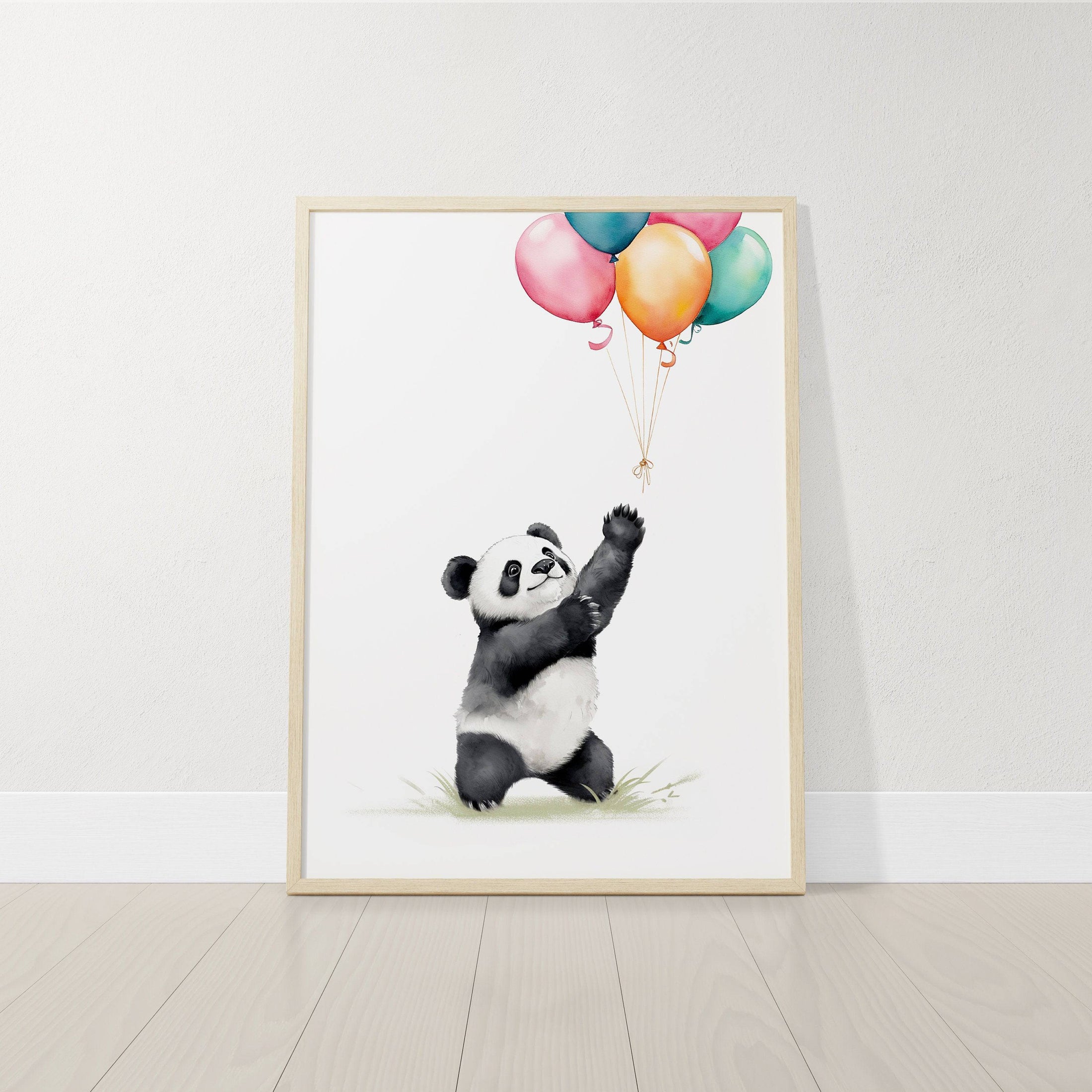 Panda Bear Nursery Prints | Set of 3 | Neutral Animal Wall Art for Baby's Bedroom - RoseRowanDesign