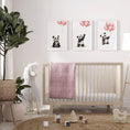 Load image into Gallery viewer, Panda Bear Nursery Prints | Set of 3 | Pink Balloon Wall Art for Baby Girl's Bedroom - RoseRowanDesign
