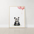 Load image into Gallery viewer, Panda Bear Nursery Prints | Set of 3 | Pink Balloon Wall Art for Baby Girl's Bedroom - RoseRowanDesign
