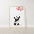Load image into Gallery viewer, Panda Bear Nursery Prints | Set of 3 | Pink Balloon Wall Art for Baby Girl's Bedroom - RoseRowanDesign
