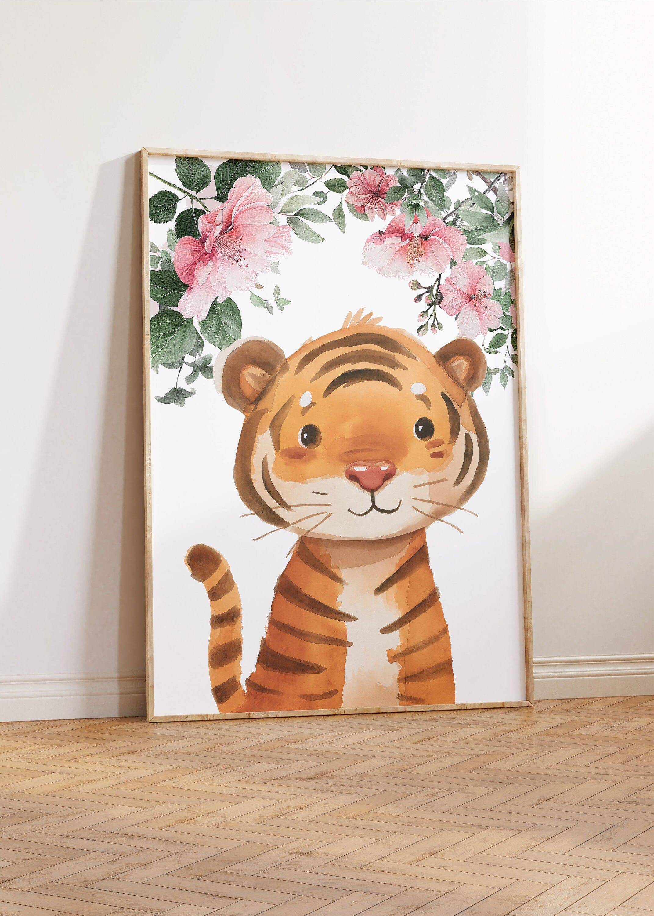 Personalised Child's Name Safari Animal Wall Art | Pink Background | Set of 3 Nursery Prints - RoseRowanDesign