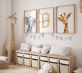 Load image into Gallery viewer, Personalised Child's Name Safari Animal Wall Art | Plain Background | Set of 3 Nursery Prints - RoseRowanDesign
