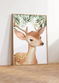 Load image into Gallery viewer, Personalised Child's Name Woodland Animal Wall Art | Leaves Background | Set of 3 Nursery Prints - RoseRowanDesign
