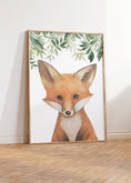 Load image into Gallery viewer, Personalised Child's Name Woodland Animal Wall Art | Leaves Background | Set of 3 Nursery Prints - RoseRowanDesign
