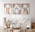 Load image into Gallery viewer, Personalised Child's Name Woodland Animal Wall Art | Pink | Set of 3 Nursery Prints - RoseRowanDesign
