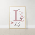 Load image into Gallery viewer, Personalised Pink Butterflies | Set of 3 Nursery Wall Art | Girls' Room Decor - RoseRowanDesign
