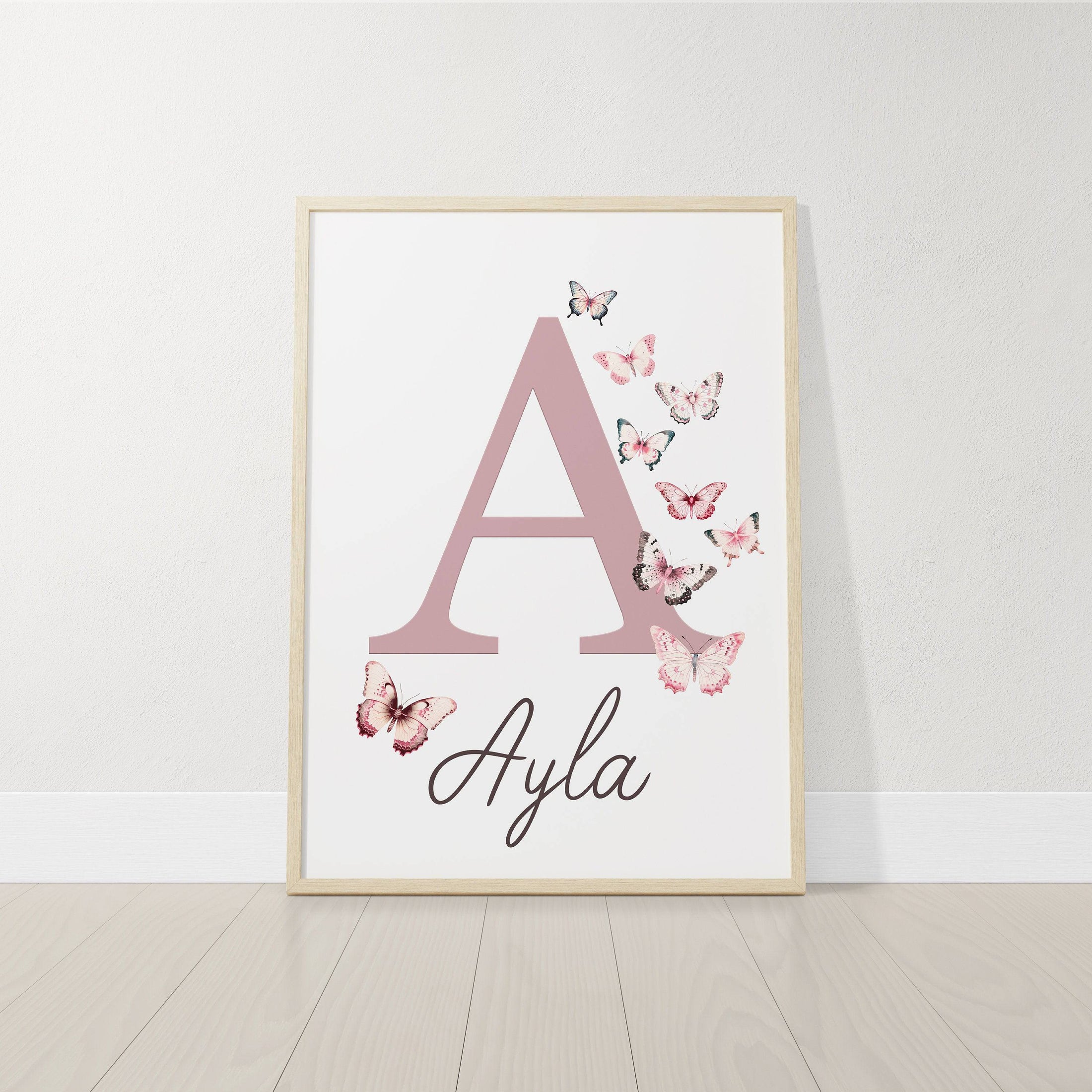 Personalised Pink Butterflies | Set of 3 Nursery Wall Art | Girls' Room Decor - RoseRowanDesign