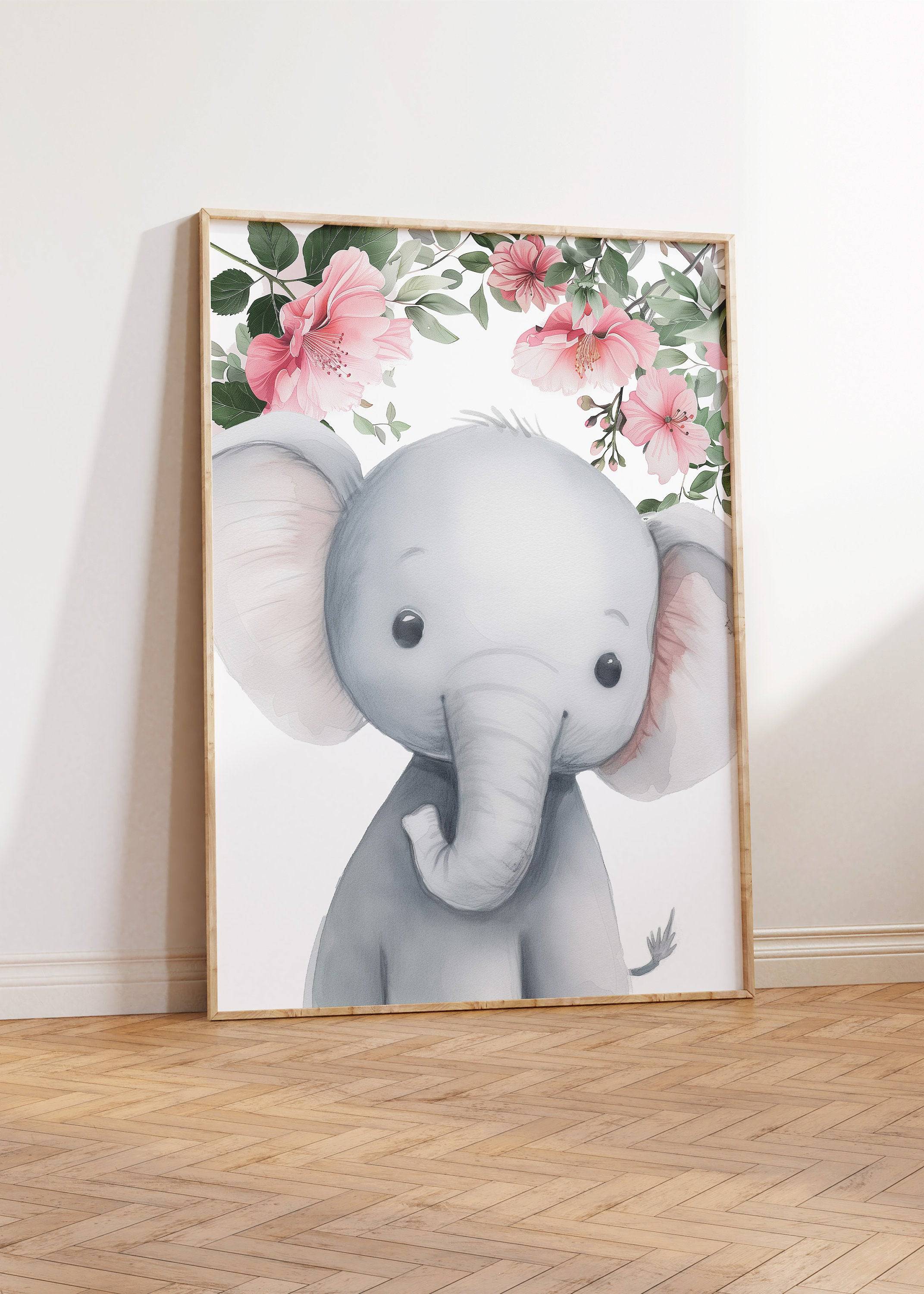 Personalised Safari Animal Prints | Set of 3 for Pink Baby Girls' Bedroom | Custom Initial & Jungle Animals - RoseRowanDesign