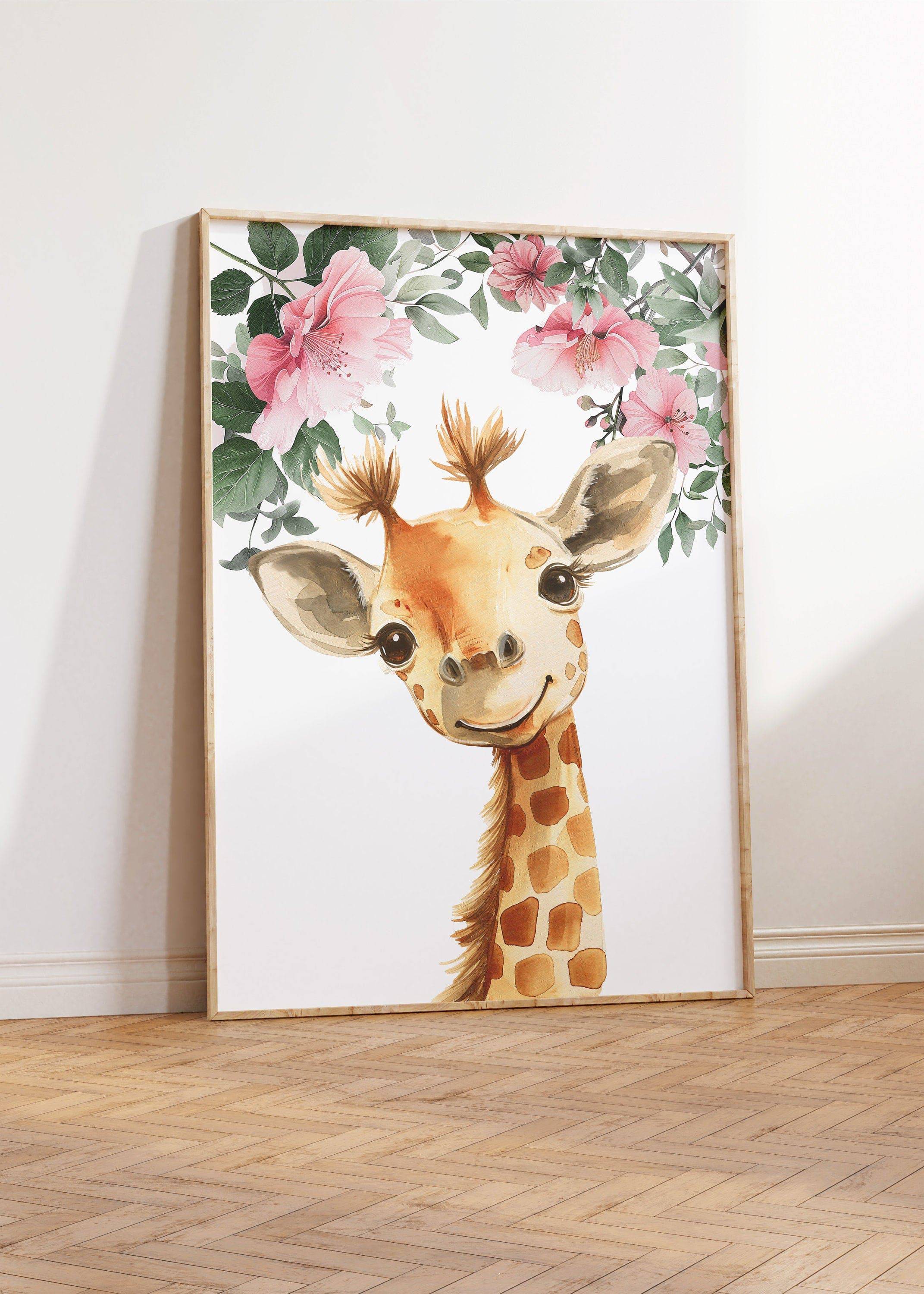 Personalised Safari Animal Prints | Set of 3 for Pink Baby Girls' Bedroom | Custom Initial & Jungle Animals - RoseRowanDesign