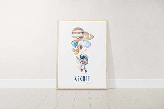 Personalised Space Nursery Print | Solar System Name Wall Art | Baby Boy Bedroom Decor - RoseRowanDesign