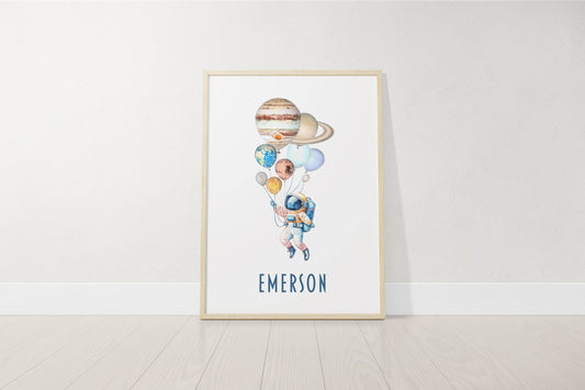 Personalised Space Nursery Print | Solar System Name Wall Art | Baby Boy Bedroom Decor - RoseRowanDesign