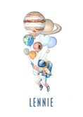 Load image into Gallery viewer, Personalised Space Nursery Print | Solar System Name Wall Art | Baby Boy Bedroom Decor - RoseRowanDesign
