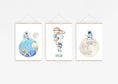 Load image into Gallery viewer, Personalised Space Nursery Prints | Set of 3 Solar System Wall Art for Boys' Bedroom - RoseRowanDesign
